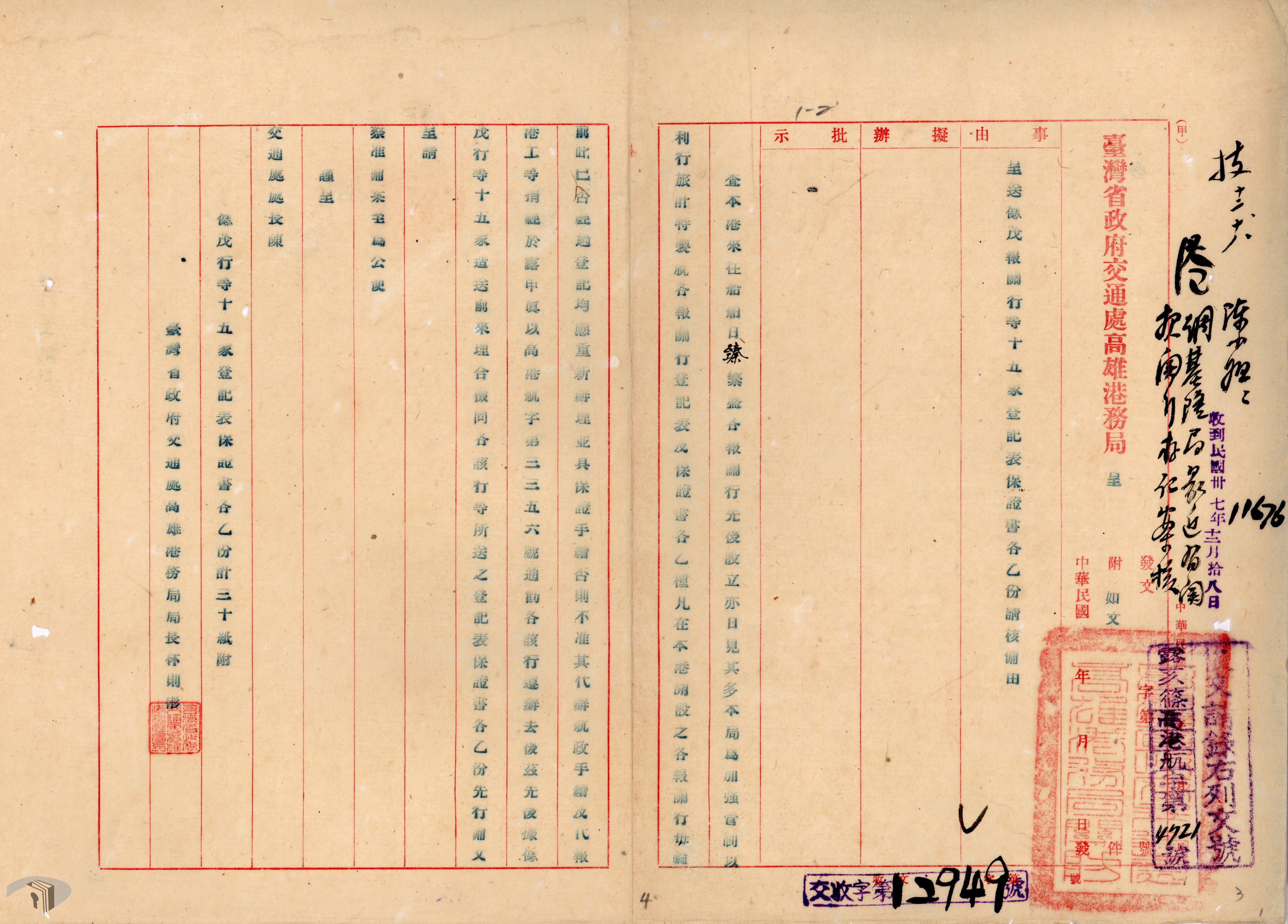 2-4-1-1 高雄市報關行登記表及保證書